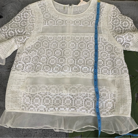 Rebecca Taylor White Layered Effect Lace Combo Top - Size 6 - Picture 14 of 15